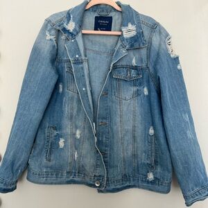 Women's Distressed Blue Denim Jacket 🧥